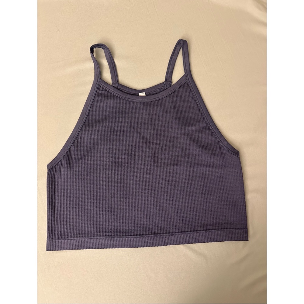 Navy Ribbed Crop Top